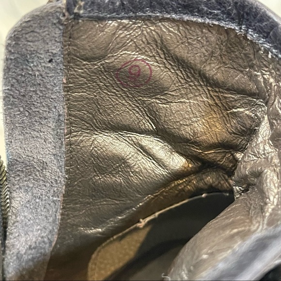 Faryl Robin Dark Grey Gold Studded Leather Booties - Picture 10 of 12